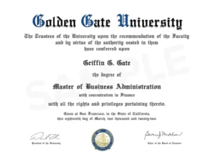 Golden Gate university online mba sample certificate
