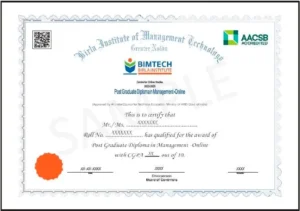 BIMTECH Online Sample Certificate