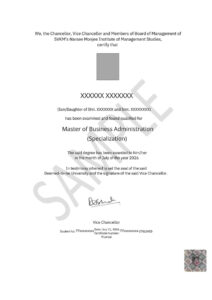 NMIMS Sample Certificate
