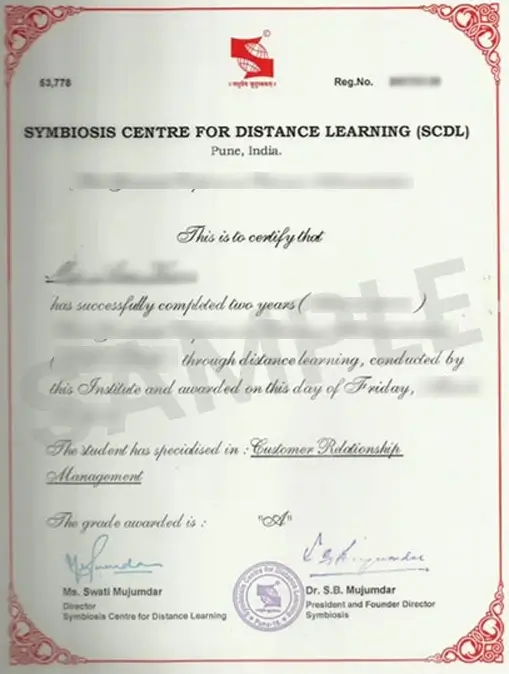 symbiosis distance learning sample certificate