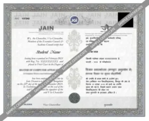 Jain Online Sample Certificate