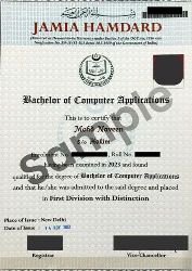 Jamia Hamdard Sample Certificate
